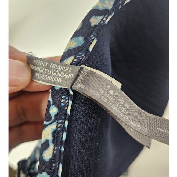 Aerie Women’s Blue Monogram Perky Triangle Tie Back Bikini Top Size L - Picture 4 of 4